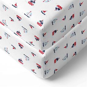 img 4 attached to ⛵️ Bacati - Little Sailor Soft and Breathable 100% Cotton Muslin Crib Fitted Sheets - Fits Standard 28 x 52 x 5 Crib & Toddler Mattresses (Boats - Navy/Red)