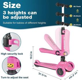 img 1 attached to 🛴 2-in-1 Kick Scooter for Kids - Toddler Scooter with Wide PU Light-Up Wheels, Adjustable Height, Wide Deck, Back Wheel Brake - Suitable for Boys and Girls Ages 1-14 Years