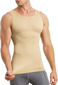 img 4 attached to MOLUTAN Men's Compression Shirt - Slimming Body Shaper, Vest, Sleeveless Waist Trainer for Workout - Tank Top with Tummy Control Shapewear