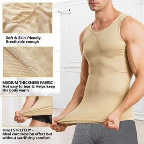 img 3 attached to MOLUTAN Men's Compression Shirt - Slimming Body Shaper, Vest, Sleeveless Waist Trainer for Workout - Tank Top with Tummy Control Shapewear