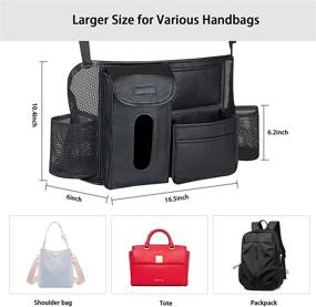 img 3 attached to 🚗 Car Purse Handbag Holder - Upgraded Large Capacity Storage Bag for Cars, Pu Leather Hanging Storage Bag - Fits Most Vehicles (Black)