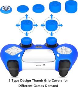img 3 attached to 🎮 OUBANG Dualsense Controller Cover 2 Pack - Aqua and Mustard Color - Includes 12 Joystick Caps - Anti-Slip Food-Grade Silicone Protective Skin - White and Blue