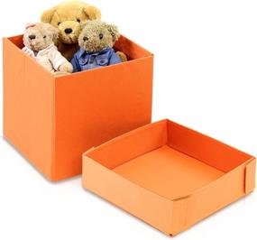 img 2 attached to Furinno Oxford Square Foldable Storage Stool Ottoman in Vibrant Orange