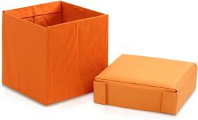 img 1 attached to Furinno Oxford Square Foldable Storage Stool Ottoman in Vibrant Orange