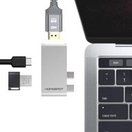 🔌 silver ultra slim homespot 3-in-1 usb type-c hub for macbook pro 13"/15" macbook air with case hdmi 4k video output & usb 3.0 port logo