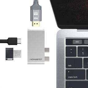 img 4 attached to 🔌 Silver Ultra Slim HomeSpot 3-in-1 USB Type-C Hub for MacBook Pro 13"/15" MacBook Air with Case HDMI 4K Video Output & USB 3.0 Port