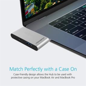 img 1 attached to 🔌 Silver Ultra Slim HomeSpot 3-in-1 USB Type-C Hub for MacBook Pro 13"/15" MacBook Air with Case HDMI 4K Video Output & USB 3.0 Port