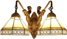 img 1 attached to 🧜 Elegant Tiffany Wall Sconce Lamp with Mermaid Lamp Arm: XINDAR 9 Inches Glass Mirror Front Light Fixture for Bedroom Décor (Beige, 2 Light)