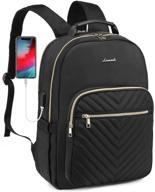 🎒 stylish & functional lovevook quilted laptop backpack for women - perfect work, bookbag, and purse combo - 15.6-inch, black logo