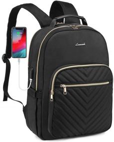 img 4 attached to 🎒 Stylish & Functional LOVEVOOK Quilted Laptop Backpack for Women - Perfect Work, Bookbag, and Purse Combo - 15.6-Inch, Black