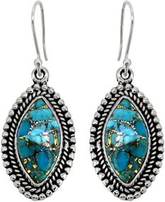 img 4 attached to Exquisite YoTreasure Turquoise Sterling Earrings: A Perfect Addition to Girls' Jewelry Collection