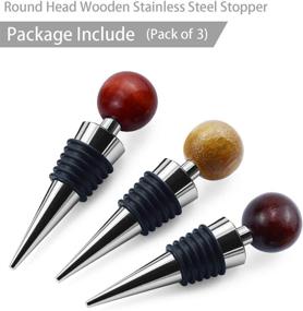 img 2 attached to 🍾 JETKONG Reusable Wine and Beverage Bottle Stoppers with Wooden Balls - Set of 3 in Red, Black, and Yellow