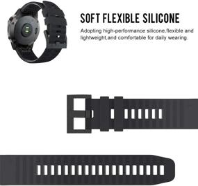 img 1 attached to Junboer Fenix 6X/ Fenix 5X Plus Bands: Premium Silicone Replacement Straps for Garmin Fenix Smartwatches