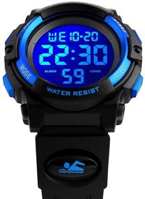 img 2 attached to 🌞 Outdoor Sports Kids Digital Watch - 50M Waterproof Electronic Wristwatch with Alarm Clock, Stopwatch, Calendar - Boys and Girls Timepiece 12/24 H