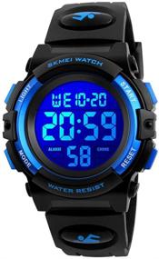 img 4 attached to 🌞 Outdoor Sports Kids Digital Watch - 50M Waterproof Electronic Wristwatch with Alarm Clock, Stopwatch, Calendar - Boys and Girls Timepiece 12/24 H