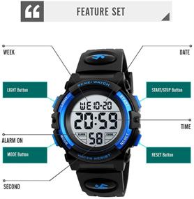 img 1 attached to 🌞 Outdoor Sports Kids Digital Watch - 50M Waterproof Electronic Wristwatch with Alarm Clock, Stopwatch, Calendar - Boys and Girls Timepiece 12/24 H