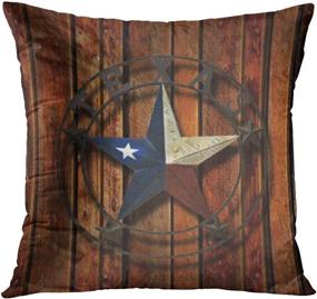 img 1 attached to Emvency Set of 4 Rustic Country Western Star Barn Wooden Cabin Decorative Throw Pillow Covers - Primitive Home Decor Square 18x18 Inches Pillowcases