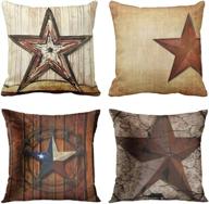 emvency set of 4 rustic country western star barn wooden cabin decorative throw pillow covers - primitive home decor square 18x18 inches pillowcases logo