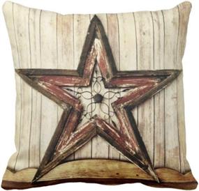 img 3 attached to Emvency Set of 4 Rustic Country Western Star Barn Wooden Cabin Decorative Throw Pillow Covers - Primitive Home Decor Square 18x18 Inches Pillowcases