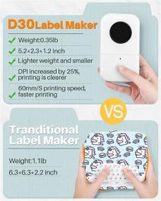 img 3 attached to 🖨️ Memoqueen D30 Label Printer - Portable Bluetooth Label Maker with 3 Rolls of Adhesive Labels, Wireless Thermal Sticker Maker for Easy Home Office Organization - White