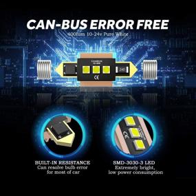 img 3 attached to 🔦 Auxbeam 6418 светодиодная лампа: ошибка Canbus Free 36 мм 1,42 "лампа типа фестун для подсветки салона, карты, двери и номерного знака