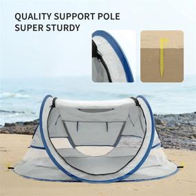 img 2 attached to 🏖️ NEQUARE Baby Beach Tent - Large Pop Up Tent for Beach, UPF 50+ Sun Shade with Mosquito Net, Blue Infant Baby Shade