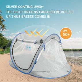 img 1 attached to 🏖️ NEQUARE Baby Beach Tent - Large Pop Up Tent for Beach, UPF 50+ Sun Shade with Mosquito Net, Blue Infant Baby Shade