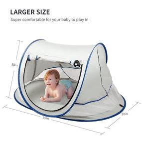 img 3 attached to 🏖️ NEQUARE Baby Beach Tent - Large Pop Up Tent for Beach, UPF 50+ Sun Shade with Mosquito Net, Blue Infant Baby Shade
