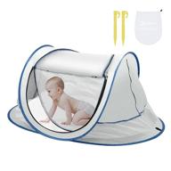 🏖️ nequare baby beach tent - large pop up tent for beach, upf 50+ sun shade with mosquito net, blue infant baby shade logo