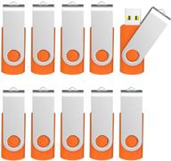 🧡 kootion pack of 10 usb flash drives with keychain, 4gb thumb drive swivel memory stick in vibrant orange logo