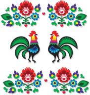 🐓 vibrant dutch rooster and flowers kitchen stand mixer appliance decal set - full color vinyl decal for front and back logo