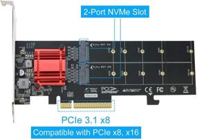 img 3 attached to RIITOP Двойной адаптер NVMe PCIe | Карта M.2 NVMe SSD для PCI-e 3.1 x8/x16 | Поддерживает M.2 (M Key) NVMe SSD размерами 22110/2280/2260/2242/2230
