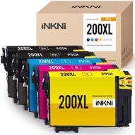 🖋️ inkni remanufactured 200xl ink cartridge replacement for epson t200xl ink in xp-200 xp-300 xp-310 xp-400 xp-410 wf-2520 wf-2530 wf-2540 printer - 2 black, 1 cyan, 1 magenta, 1 yellow (5-pack) logo