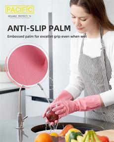 img 2 attached to 🧤 Latex-Free Pink Medium Kitchen Gloves – PACIFIC PPE Reusable Dishwashing/Cleaning Gloves