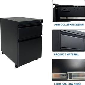 img 1 attached to Gatfuw 2 Drawer Mobile Vertical File Cabinet with Lock - Under Desk Mobile Filing Cabinet for Home Office with Anti-tilt Mechanism - Fully Assembled (Black, 2-Drawer) - Letter/Legal Size