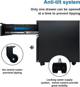 img 2 attached to Gatfuw 2 Drawer Mobile Vertical File Cabinet with Lock - Under Desk Mobile Filing Cabinet for Home Office with Anti-tilt Mechanism - Fully Assembled (Black, 2-Drawer) - Letter/Legal Size