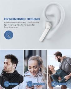 img 1 attached to 🎧 Наушники BEBEN IPX7 водонепроницаемые Bluetooth - полностью беспроводные, 30 часов воспроизведения, зарядка через Type C, белые