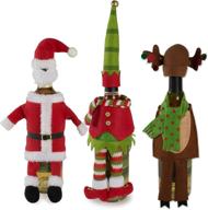 dii christmas gift set: kitchen collection with wine bottle covers, featuring holiday friends - 3 piece set логотип