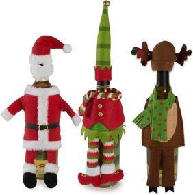 img 4 attached to DII Christmas Gift Set: Kitchen Collection with Wine Bottle Covers, Featuring Holiday Friends - 3 Piece Set