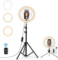📸 ht hookther 10.2-inch selfie ring light with 63-inch tripod stand &amp; phone holder, including bluetooth shutter, for live streaming, makeup, meetings, youtube videos, vlogging. compatible with iphone, android phones, and cameras. logo