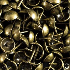 img 4 attached to 🔨 500 PCS Antique Brass Finish Upholstery Tacks, Furniture Nails, French Natural Thumb Tack Push Pin, 7/16" Head Dia [Antique Brass, French Natural] - Premium Quality Upholstery Tacks for Furniture, Decorative Antique Brass Finish, Available in French Natural - DX0511AB500