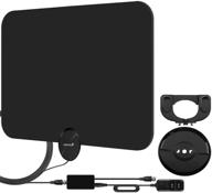 📺 fosmon hdtv antenna 2020: ultra thin indoor digital tv antenna with 120 miles range, 4k ready, atsc 3.0, uhf, vhf, free tv channels and amplifier signal booster - 10ft coaxial cable (black) logo