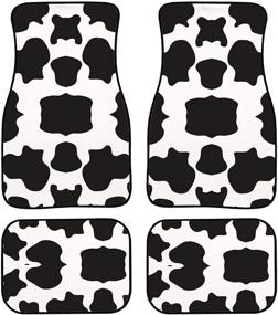 img 3 attached to 🐮 Aadorable Cow Lover Print Car Floor Mats - Full Set of 4 Packs for SUV Sedan Vans Trucks - Non-Slip Backing, Universal Fit