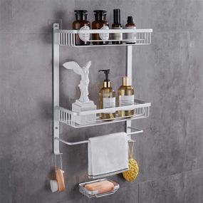 img 4 attached to 🚿 Hoomtaook Drill-Free Bath Shower Caddy: Adhesive Wall Mounted Organizer for Kitchen and Bathroom Storage - No Drilling Required!