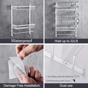 img 3 attached to 🚿 Hoomtaook Drill-Free Bath Shower Caddy: Adhesive Wall Mounted Organizer for Kitchen and Bathroom Storage - No Drilling Required!