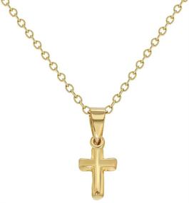 img 4 attached to 👼 Exquisite Gold Plated Cross Pendant Necklace for Babies and Toddlers - Safe & Comfortable for Sensitive Skin - 16" Length