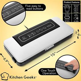 img 2 attached to Kitchen Geeks Vacuum Sealer Machine: Easy-to-Use Automatic Air Sealing System for Dry and Moist Food – Compact Design, LED Indicator Lights, Simple Cleaning