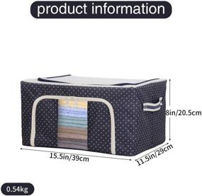 img 3 attached to 📦 FPL Foldable Steel Frame Storage Bin Box with Waterproof Oxford Cloth Storage Bag - Collapsible Storage Containers Organizer for Clothes, Beddings, Towels, Pillows (Navy Blue, 24L, Set of 2)