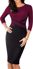 img 4 attached to HOMEYEE Womens Sleeve Colorblock Carmine