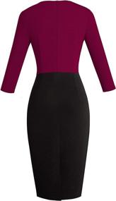 img 2 attached to HOMEYEE Womens Sleeve Colorblock Carmine